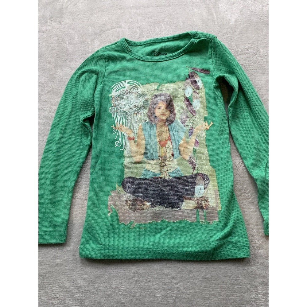 Wizards Of Waverly Place Long Sleeve Green Thermal Girls Shirt 7/8 Selena Gomez